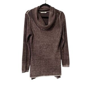 My Tribe Angora Wool Blend Cowl Neck Asymetrical Purple Sweater Lagenlook Large